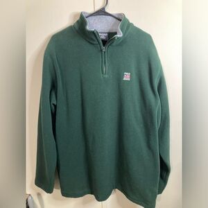 VTG Polo Jeans Company Quarter Zip Ralph Lauren Green Fleece Pullover Men Size L